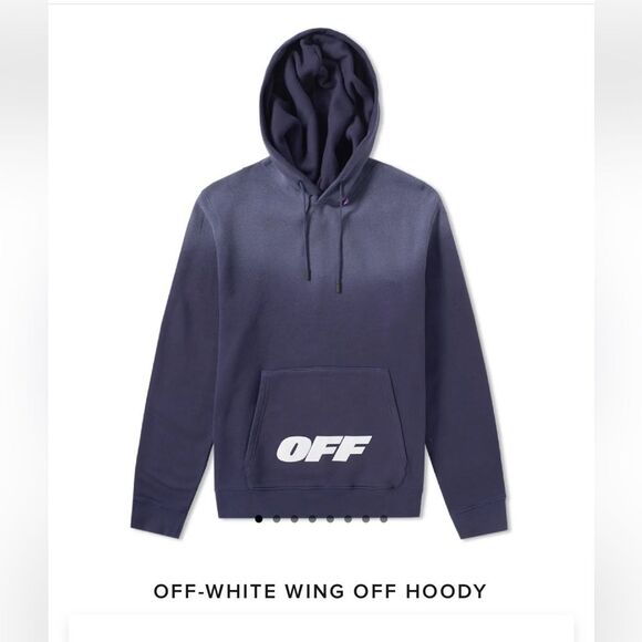 Off White Men’s Women's Unisex Size Medium Blue Ombré Wing Off Logo Hoodie - Picture 2 of 16